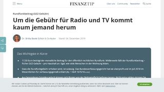 
                            4. Rundfunkbeitrag 2019 (GEZ Gebühren): Befreiung, Kosten ... - Finanztip