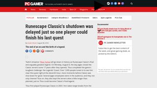 
                            11. Runescape Classic's shutdown was delayed just so one player could ...