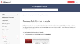 
                            5. Running Intelligence reports – Lightspeed OnSite