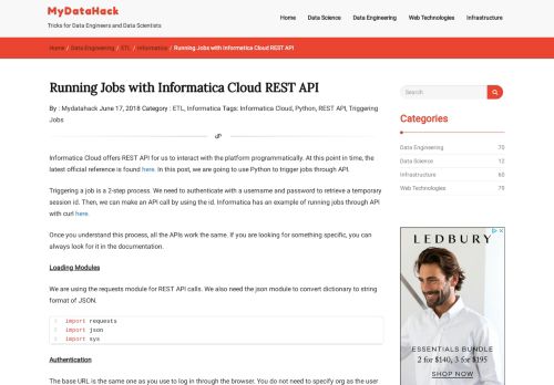 
                            12. Running Jobs with Informatica Cloud REST API – MyDatahack