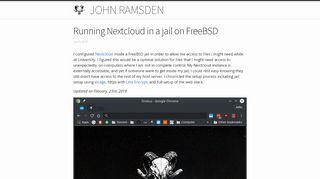 
                            6. Running Nextcloud in a jail on FreeBSD | John Ramsden