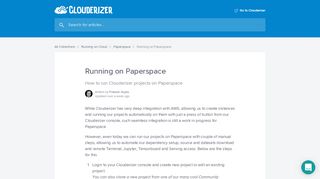 
                            13. Running on Paperspace | Clouderizer Help Center