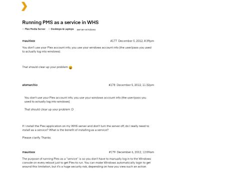 
                            9. Running PMS as a service in WHS - Computers - Plex Forum