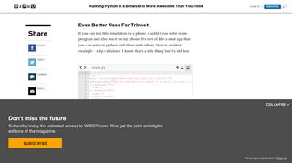 
                            8. Running Python in a Browser Is More Awesome Than You Think - Wired