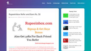 
                            7. RupeeInbox Refer and Earn Rs. 50 - Referral Code App