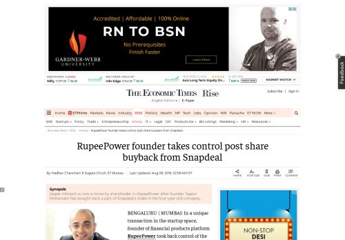 
                            10. RupeePower founder takes control post share buyback from Snapdeal ...