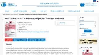 
                            12. Russia in the context of Eurasian integration: The social dimension ...