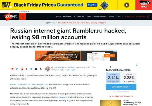 
                            10. Russian internet giant Rambler.ru hacked, leaking 98 million accounts ...