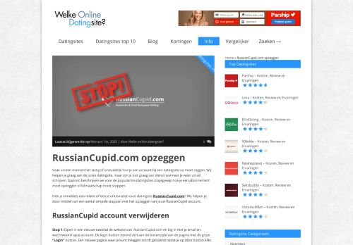 
                            5. RussianCupid.com opzeggen - Februari 2019 - NIEUW!