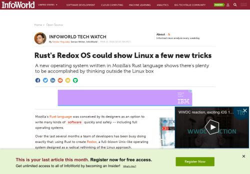 
                            11. Rust's Redox OS could show Linux a few new tricks | InfoWorld