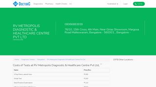 
                            8. RV Metropolis Diagnostic & Healthcare Centre Pvt Ltd in , Bangalore