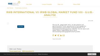 
                            6. RWB International VII (RWB Global Market Fund VII) - G.U.B.-Analyse ...