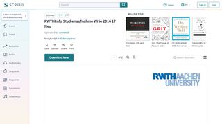
                            13. RWTH Info Studienaufnahme WiSe 2016 17 Neu - Scribd