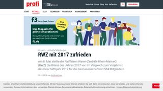 
                            7. RWZ mit 2017 zufrieden - Aktuelle Meldungen - profi.de