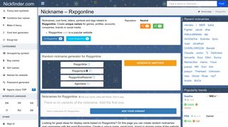 
                            10. Rxpgonline - Names and nicknames for Rxpgonline - Nickfinder.com