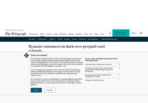 
                            11. Ryanair customers in dark over prepaid card refunds - Telegraph