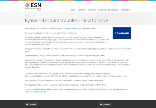 
                            13. Ryanair discount troubles - How to solve | ESN Torino