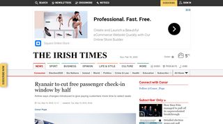 
                            9. Ryanair to cut free passenger check-in window by half - Irish Times