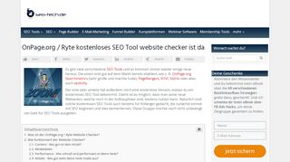 
                            7. Ryte / OnPage.org kostenloses SEO Tool website checker - Check die ...