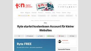 
                            6. Ryte startet kostenlosen Account für kleine Websites | t3n – digital ...