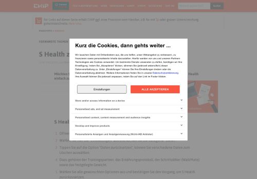 
                            13. S Health zurücksetzen - so geht's - CHIP