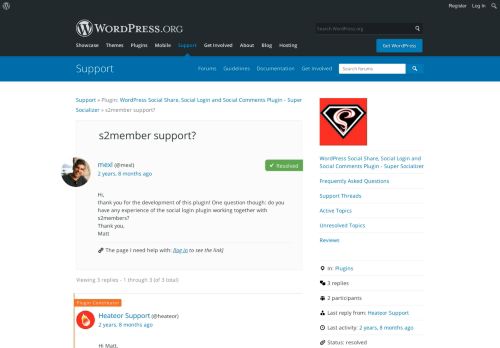 
                            6. s2member support? | WordPress.org