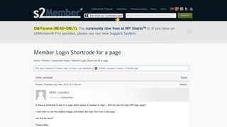 
                            2. s2Member® | Topic: Member Login Shortcode for a page