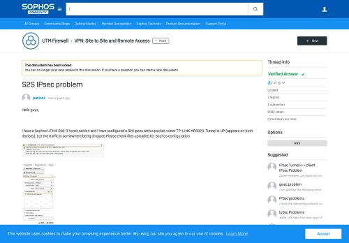 
                            10. S2S IPsec problem - VPN: Site to Site and Remote Access - Sophos ...