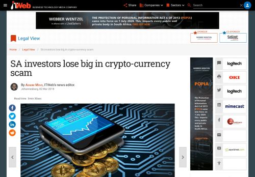 
                            8. SA investors lose big in crypto-currency scam | ITWeb