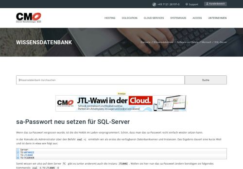 
                            7. sa-Passwort neu setzen für SQL-Server – CMO Internet ...