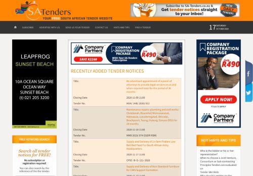 
                            8. SA-Tenders.co.za | Your free South African tender website