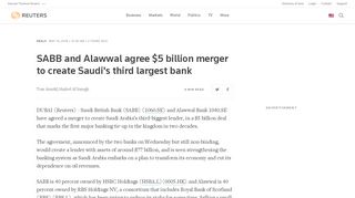 
                            13. SABB and Alawwal agree $5 billion merger to create Saudi's third ...