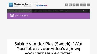 
                            9. Sabine van der Plas (Sweek): “Wat YouTube is voor video's zijn wij ...