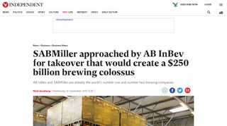 
                            8. SABMiller approached by AB InBev for takeover that would create a ...