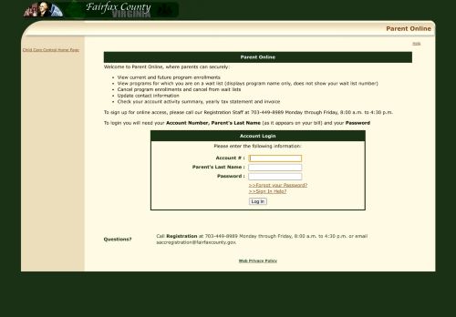 
                            2. SACC Parent Online - Fairfax County, Virginia - Dynaxys