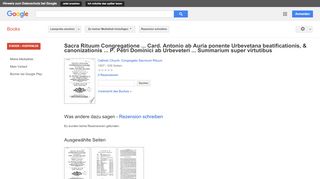 
                            11. Sacra Rituum Congregatione ... Card. Antonio ab Auria ponente ... - Google Books-Ergebnisseite