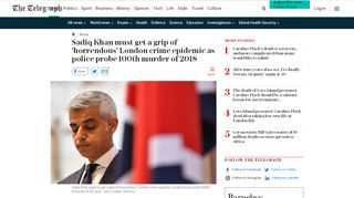
                            6. Sadiq Khan must get a grip of 'horrendous' London crime epidemic as ...