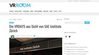 
                            12. SAE Institute an den VRDAYS | Schweizer Virtual Reality News