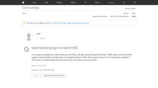 
                            12. Safari blocking log in to bank HSBC - Apple Community