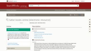 
                            13. Safari books online [electronic resource]. in SearchWorks catalog