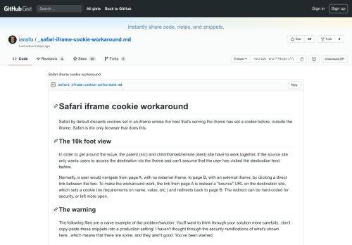 
                            10. Safari iframe cookie workaround · GitHub
