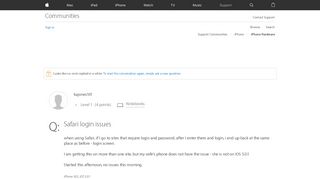 
                            2. Safari login issues - Apple Community