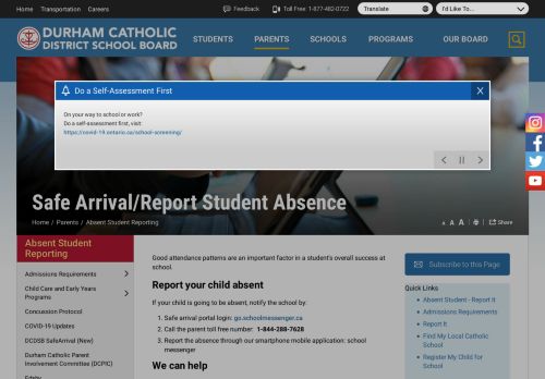 
                            11. Safe Arrival Report Student Absence - DCDSB