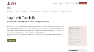 
                            4. Safe: Login mit Touch ID | UBS Schweiz