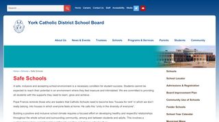
                            8. Safe Schools – York Catholic District School Board