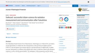 
                            9. Safecast: successful citizen-science for radiation ... - IOPscience