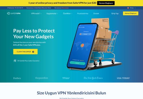 
                            4. SaferVPN | Dünya Çapında En Hızlı ve En Basit VPN