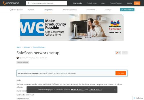 
                            13. SafeScan network setup - General Software Forum - Spiceworks Community