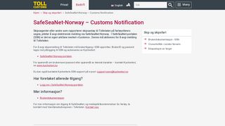
                            10. SafeSeaNet-Norway – Customs Notification - Tolletaten