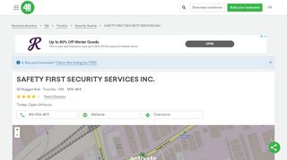 
                            7. SAFETY FIRST SECURITY SERVICES INC. in Toronto, ON ... - 411.ca